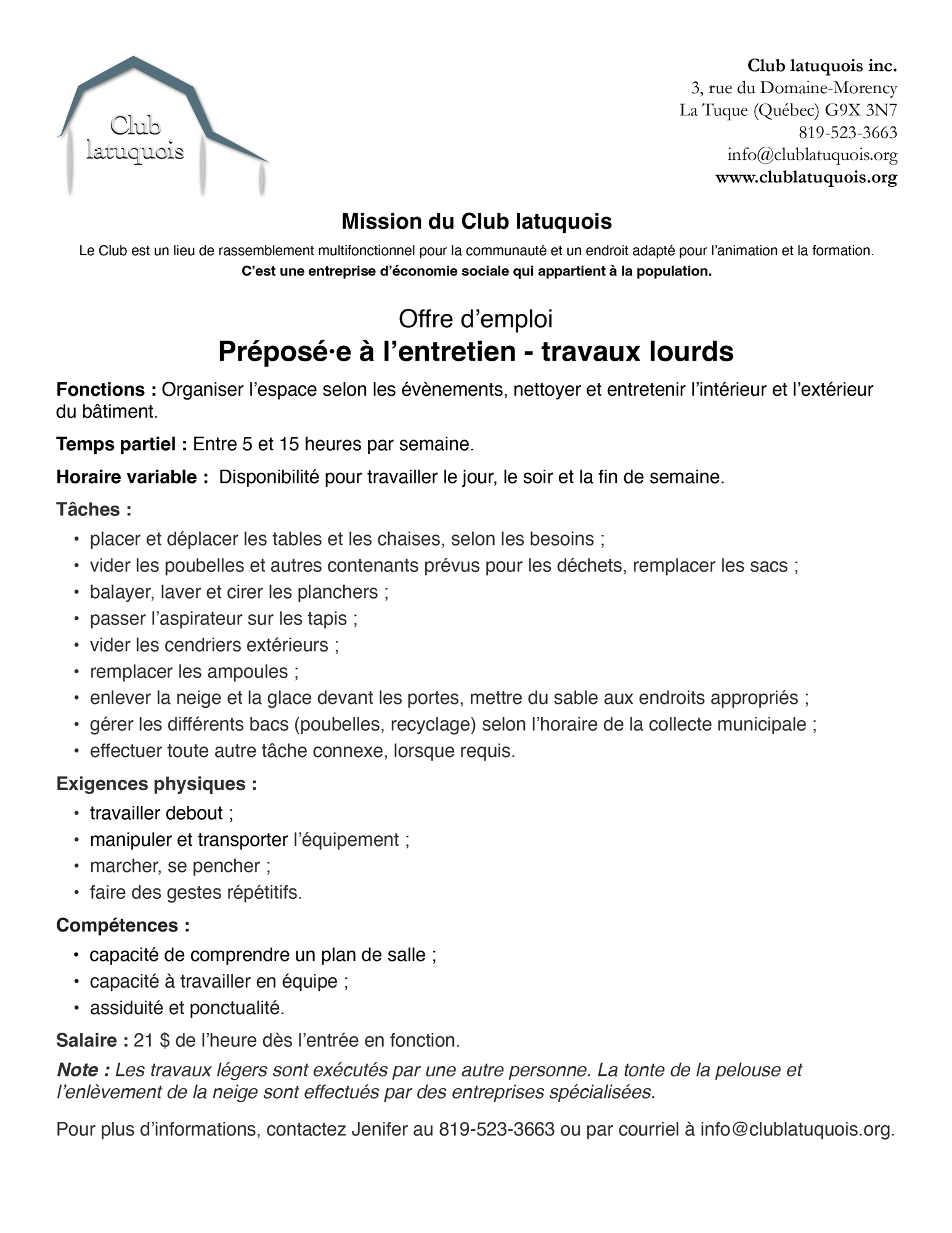 Offre d'emploi